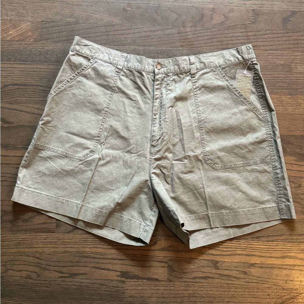 Crossings green gray button front cotton shorts NWT 1X